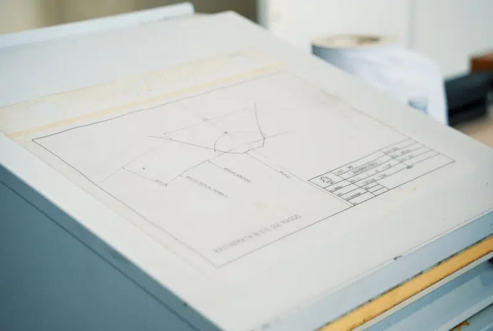 Engineering drawing on inspection desk used to verify broach dimensions at United Broach