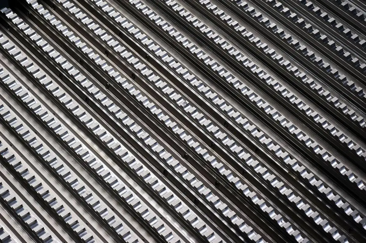 Close-up texture of keyway broach tooth array manufactured by United Broach Company