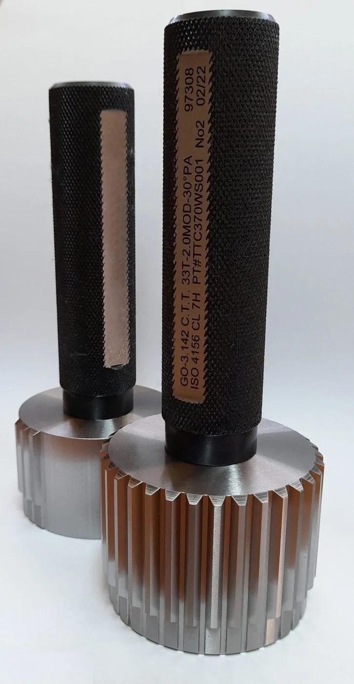 Spline plug GO NO-GO gauge set used for dimensional verification at United Broach Company